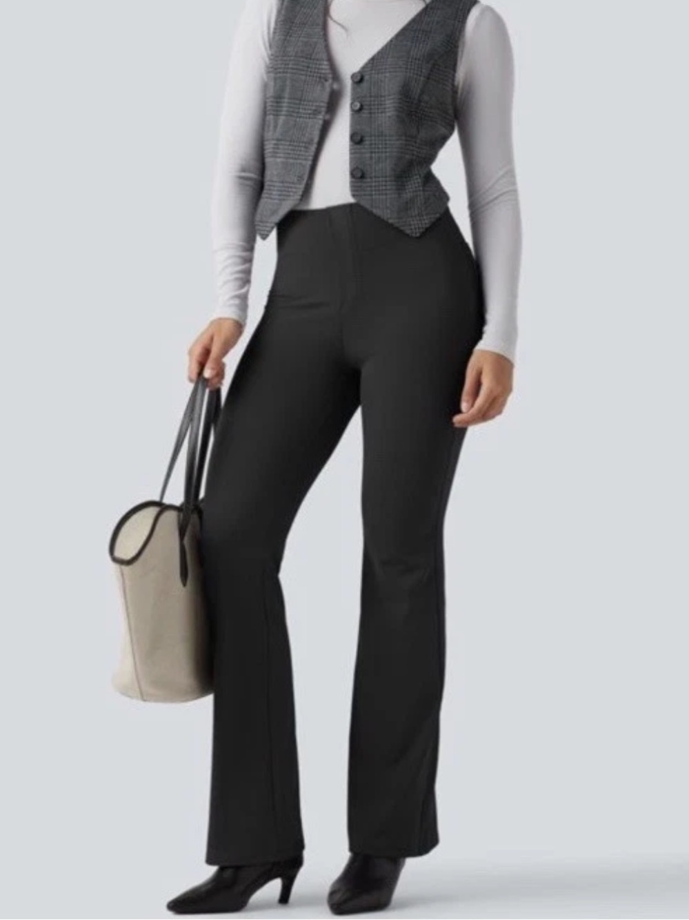 HALARA High Waisted Bootcut Tummy Control Pants Size Medium Petite Black Pull On